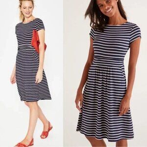 Boden Amelie Jersey Dress Size 6 Navy Blue Stripes Preppy Twee Work Teacher